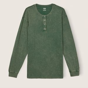 Pink campus long sleeve Henley tee